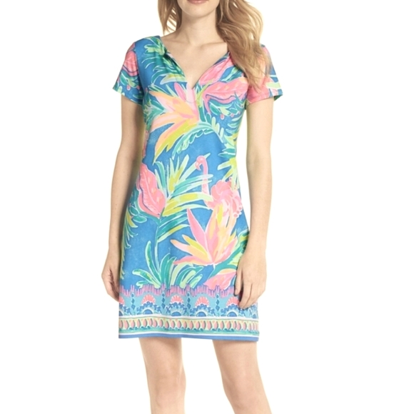 Lilly Pulitzer Sophiletta Dress Bennet Blue Showstopper Print UPF 50+ Size M - Picture 4 of 17